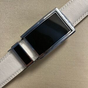 Milano White Belt  unisex with Black and Silver Buckle
